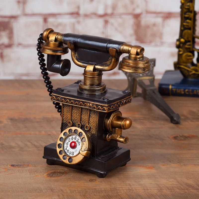 Retro Telephone Model American Resin Decoration Creative Telephone Camera Home Shop Decoration. Living Room Display Rack Ornamen view 3