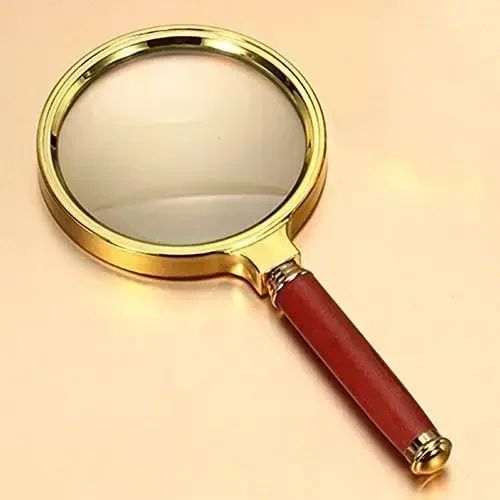 60mm Lens 10X Glass Antique Mahogany Handheld Magnifying Handle Magnifier  For Science Seniors Reading Inspection