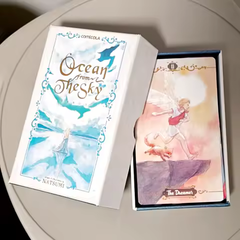 Ocean From The Sky Tarot Deck – 78 Pcs Watercolor RWS Tarot Cards 12*7cm Packed in Rigid Box, 350GSM Double-embossed Cardstock