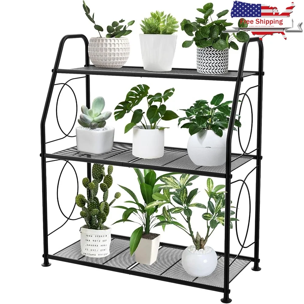 

Metal Plant Stand 3 Tier Heavy Duty Indoor Outdoor Rack Garden Living Room Balcony Decorative Organizer