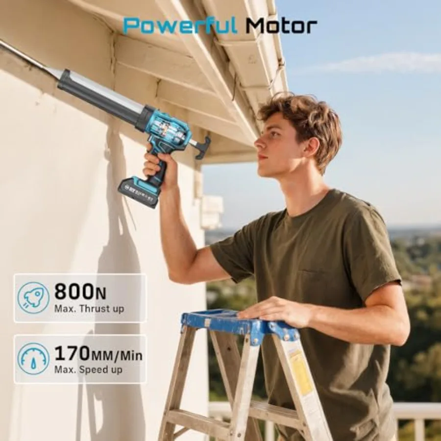 Pistolet do silikonu SEESII, akumulatorowy, 21V, do napraw domowych i projektów budowlanych, elektryczny pistolet do silikonu z