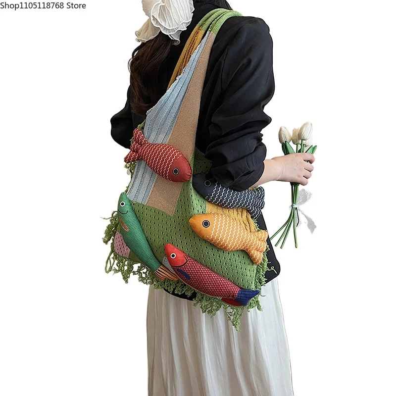 

Summer Contrast Color Shoulder Bags Lightweight Large Capacity Female Bags Korea Style Casual Totes