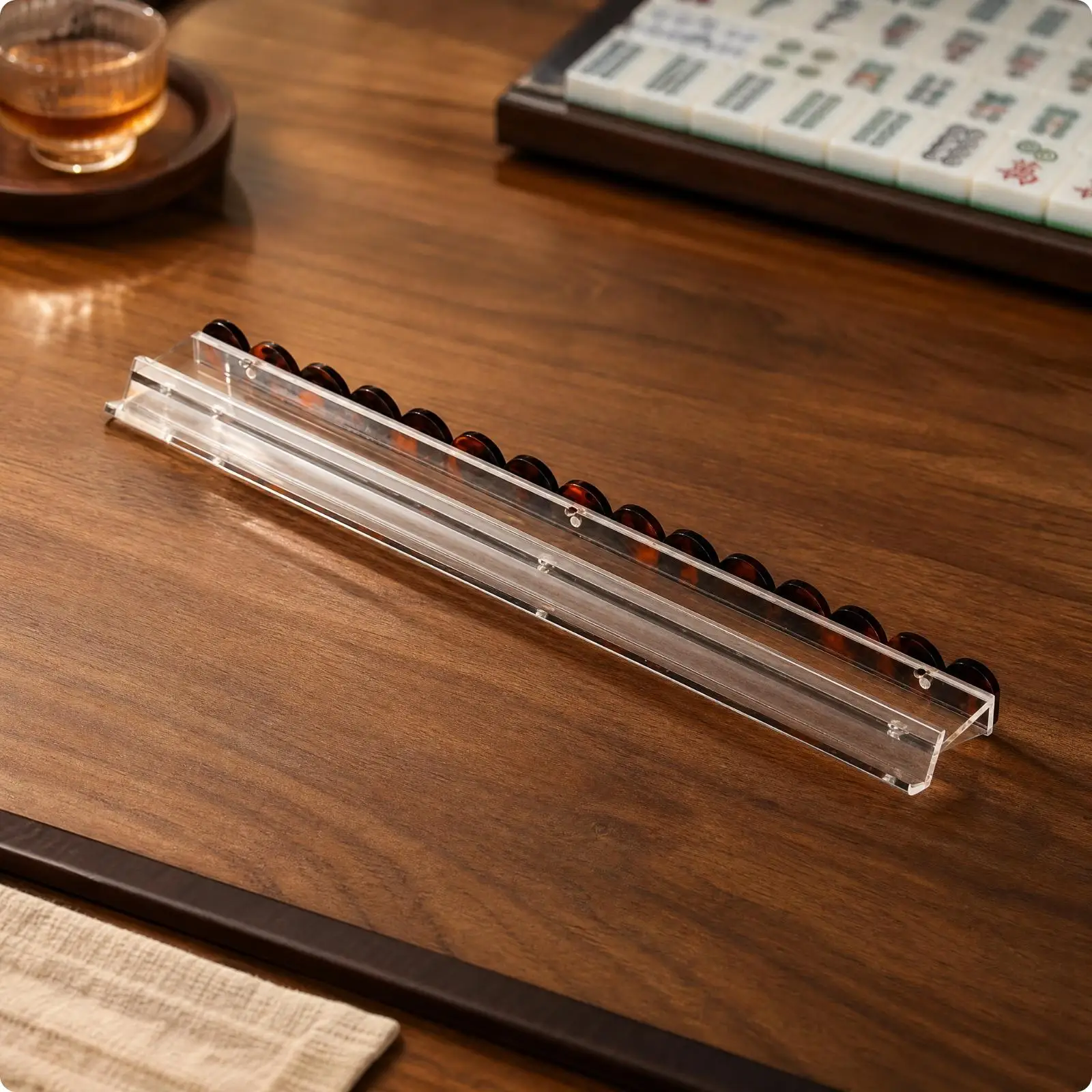 Clear Acrylic Mahjong Ruler Rail for Mahjong Tiles Tabletop Game Organizer Accessory