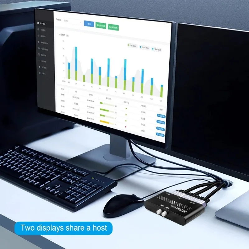 Converter Adapter 2 IN 1 Out VGA Manual Sharing Selector Switcher Box VGA Switcher Splitter