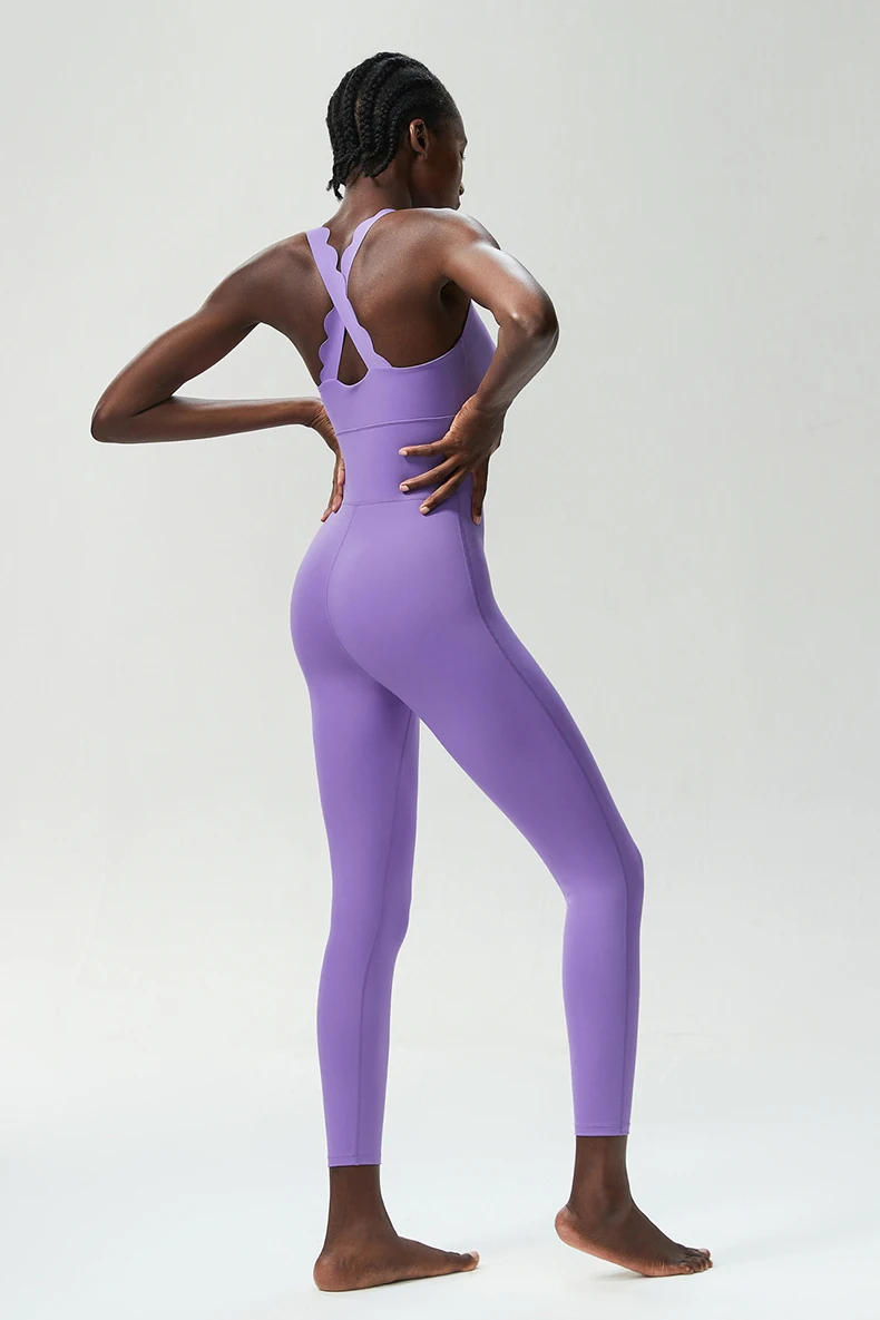 Einteiliger Fitness-Laufanzug für Damen, Dehnbarer Weicher Slim-Fit Yoga-Jumpsuit, Atmungsaktive Super-Stretch Trainingskleidung, Damen-Sportbekleidung – Detail 12