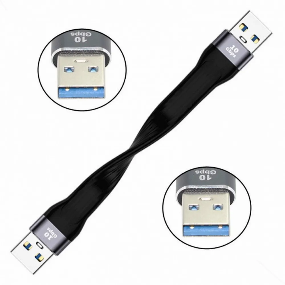 

USB 3.1 Type A Male to USB3.0 Type A Male Extension Flat Slim FPC Data Cable 13cm for Laptop Desktop 10Gbps