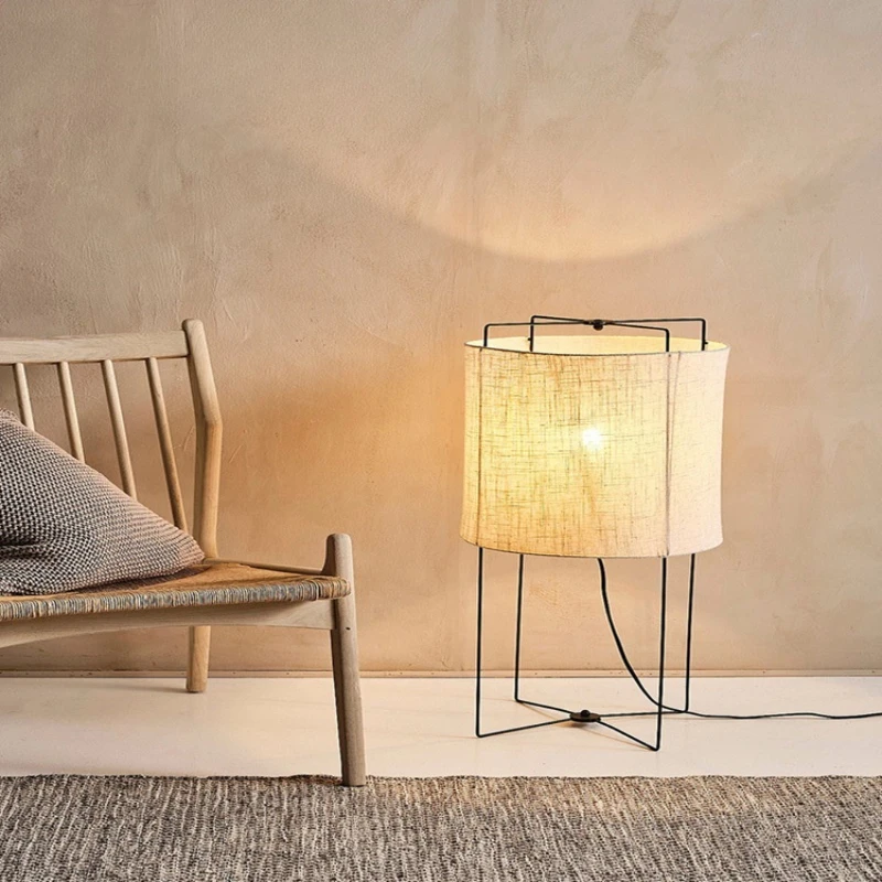 

Japanese-style wabi-sandy floor lamp Nordic creative fabric living room bedroom homestay study designer lamps