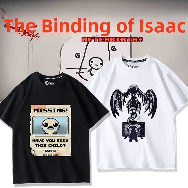 

Летняя футболка Isaac's Binding с коротким рукавом, свободного кроя, из хлопка, с круглым вырезом, повседневный топ с термотрансферным принтом, модный дизайн.