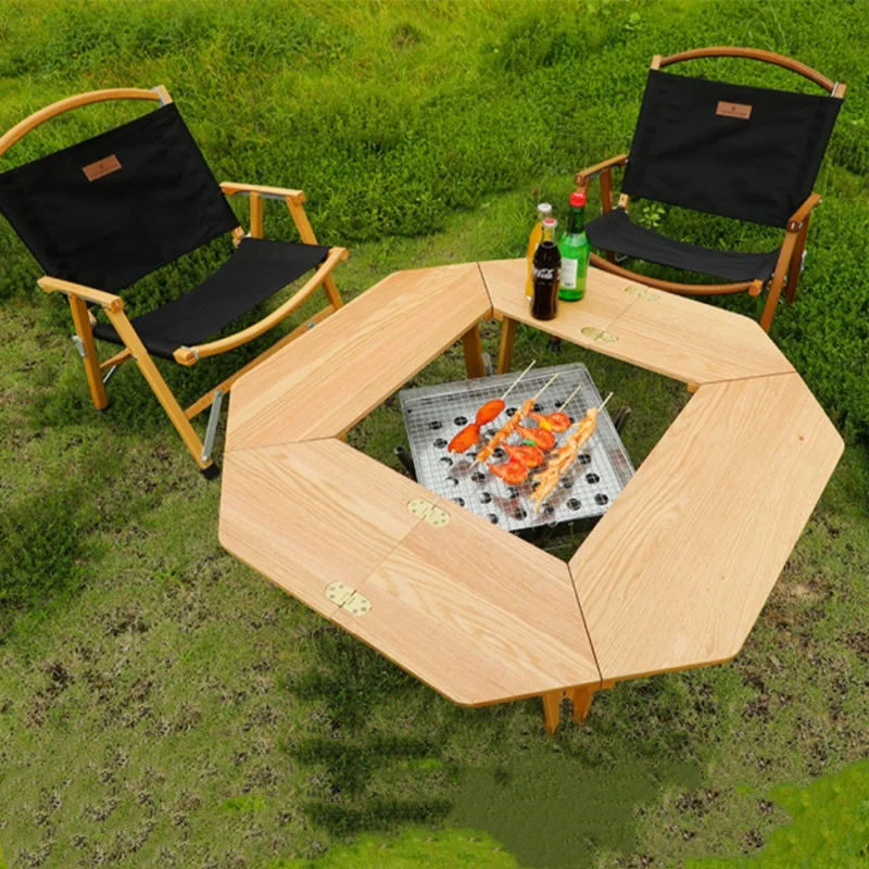 Outdoor Barbecue Campfire Table Camping Multifunctional Portable Folding Picnic Desk Splicing Combination Table Camping Table