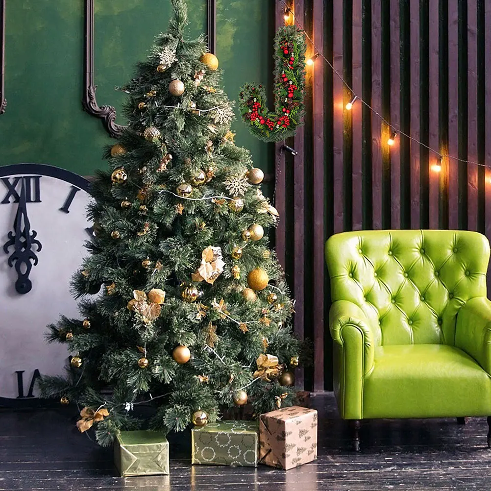 

4pcs Metal Wreath Frame Shaped Crutch Christmas Decor Cane Form DIY Wreath Supplies Floral Hoop Craft Tool