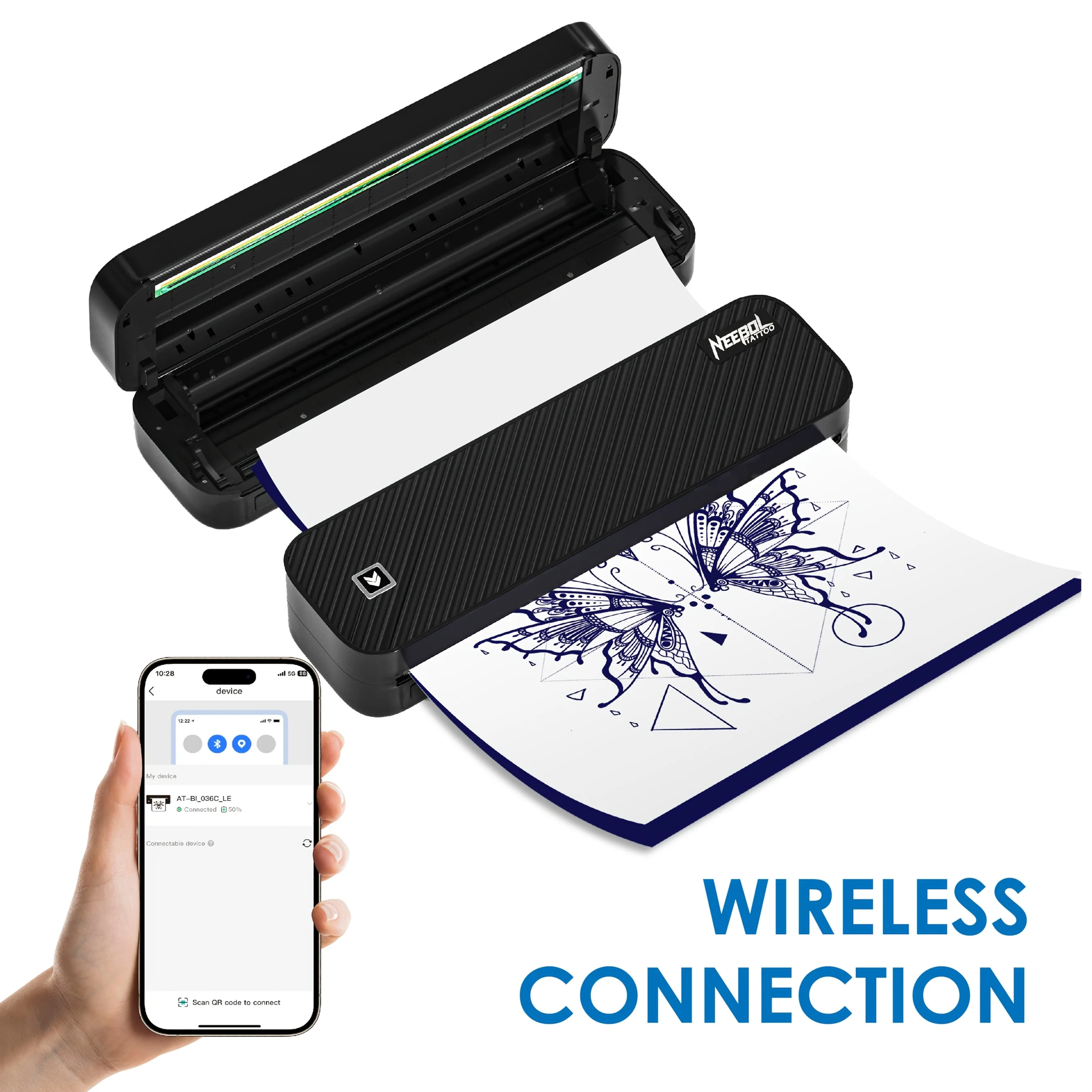 

Cordless Tattoo Transfer Stencil Printer, Upgraded Wireless Tattoo Printer Machine Kit, Compatible with Phone & PC