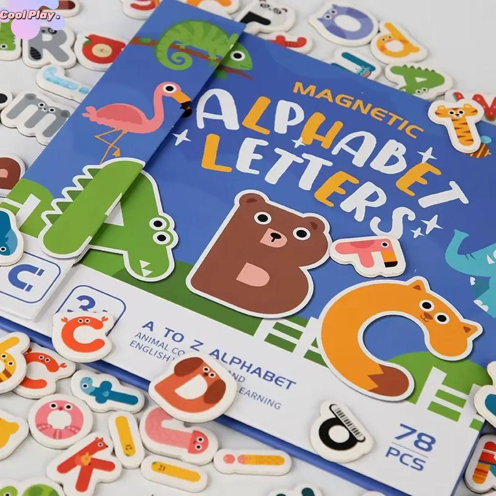 

78pcs Magnetic Alphabet Letters Spelling Game Letters ABC Alphabet Cognition Matching Letter Games Toy Cartoon Animal