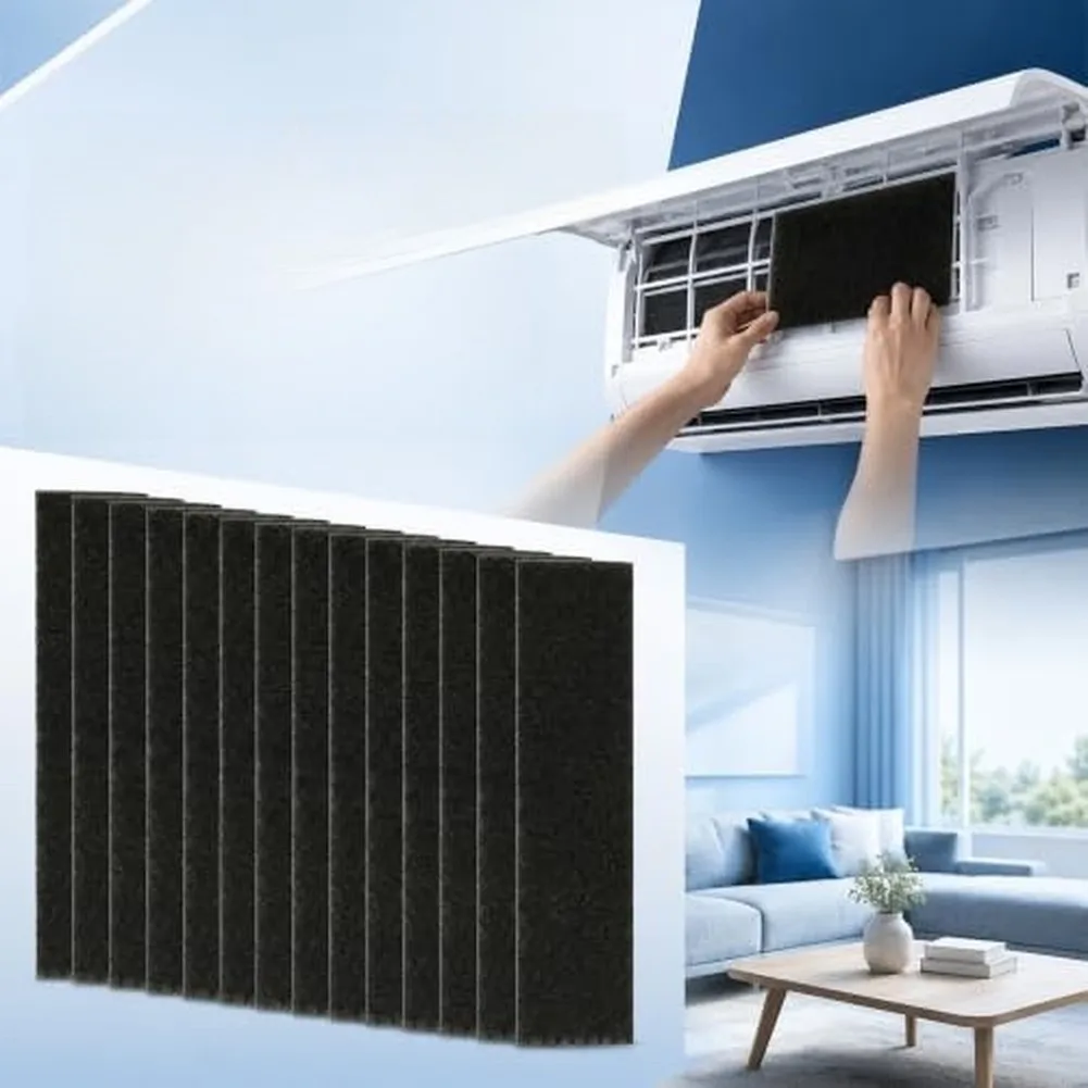 12 Pack AC Filter Cotton Replacement For Air Conditioner, Wide-Fit Pre-Filters Compatible With Most Window Units