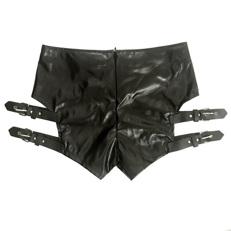 Women's Shorts 2025 Summer Fashion New Leather Elastic Hollow Out Shorts Sexy Club Nightclub Tight Mini Trousers Streetwear Y2K