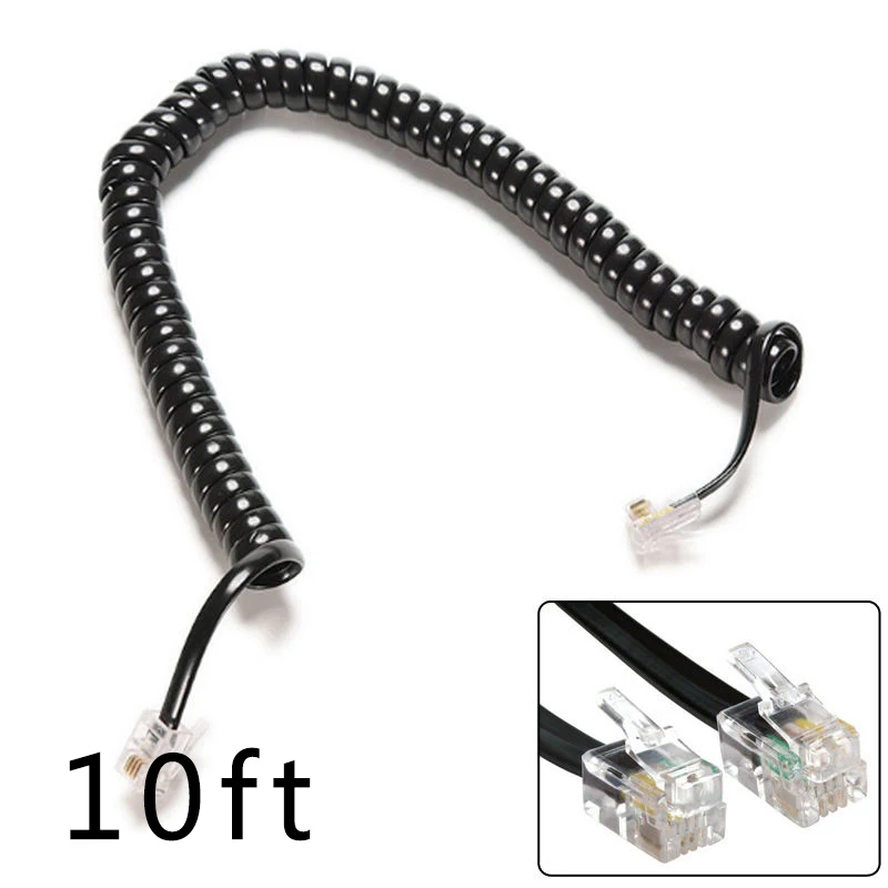 Telephone Cord Straighten Microphone Receiver Line RJ10 Connector Copper Wire Phone Volume Curve Handset Cable