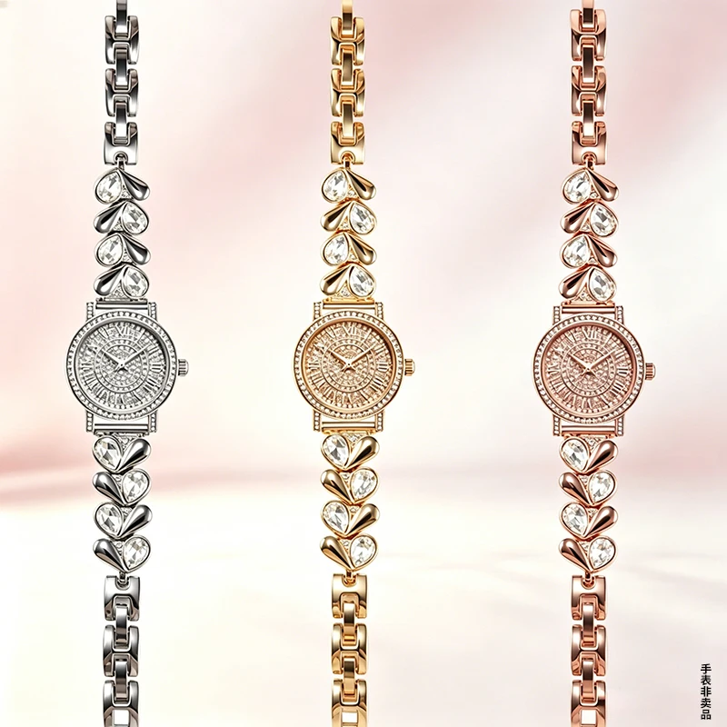 Women Stainless Steel Watch Band Diamond Inlaid Metal Watch Strap Replacement Fit Gucci Casio Tissot Swarovski rose Watches