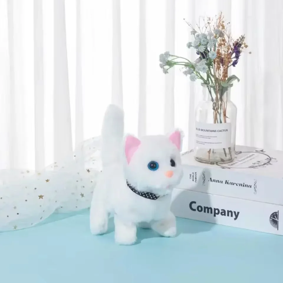 Plush Toy Puppy Electronic Interactive Cat - Walking, Barking, Tail Wagging, Stretching Companion Animal for Kids Toddlers