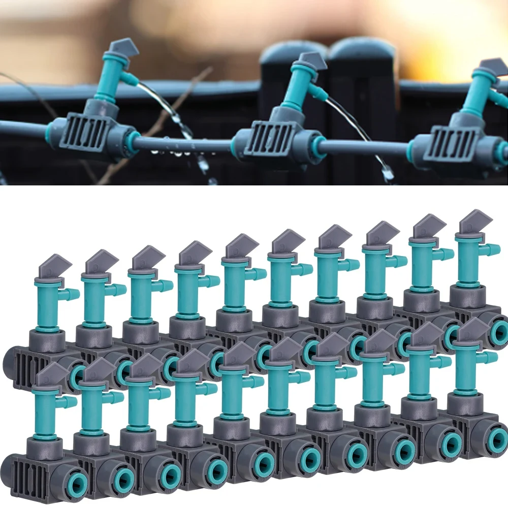 10pcs Outdoor Adjustable Drippers Quick Push Tee Connecter Garden Watering Irrigation System 1/4 