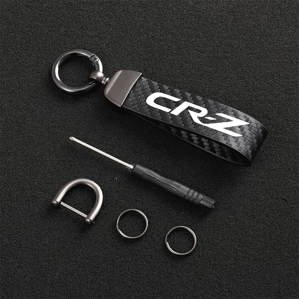 Car Key Rings Automotive Interior Products For Honda CR-Z Carbon Fiber Style Leather Holder Spare Parts Auto Accessories