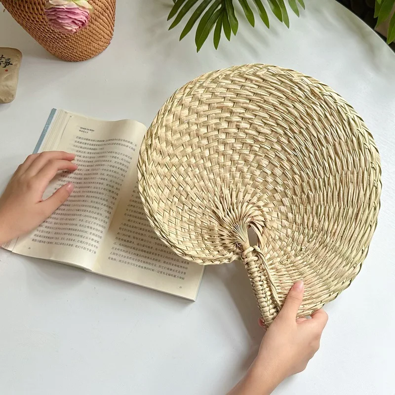 1PCS Hand Fans Hand Made Fan Rattan Decoration For Wedding Natural Palm Leaf Woven Fans Wall Art Decor Farmhouse Ornaments
