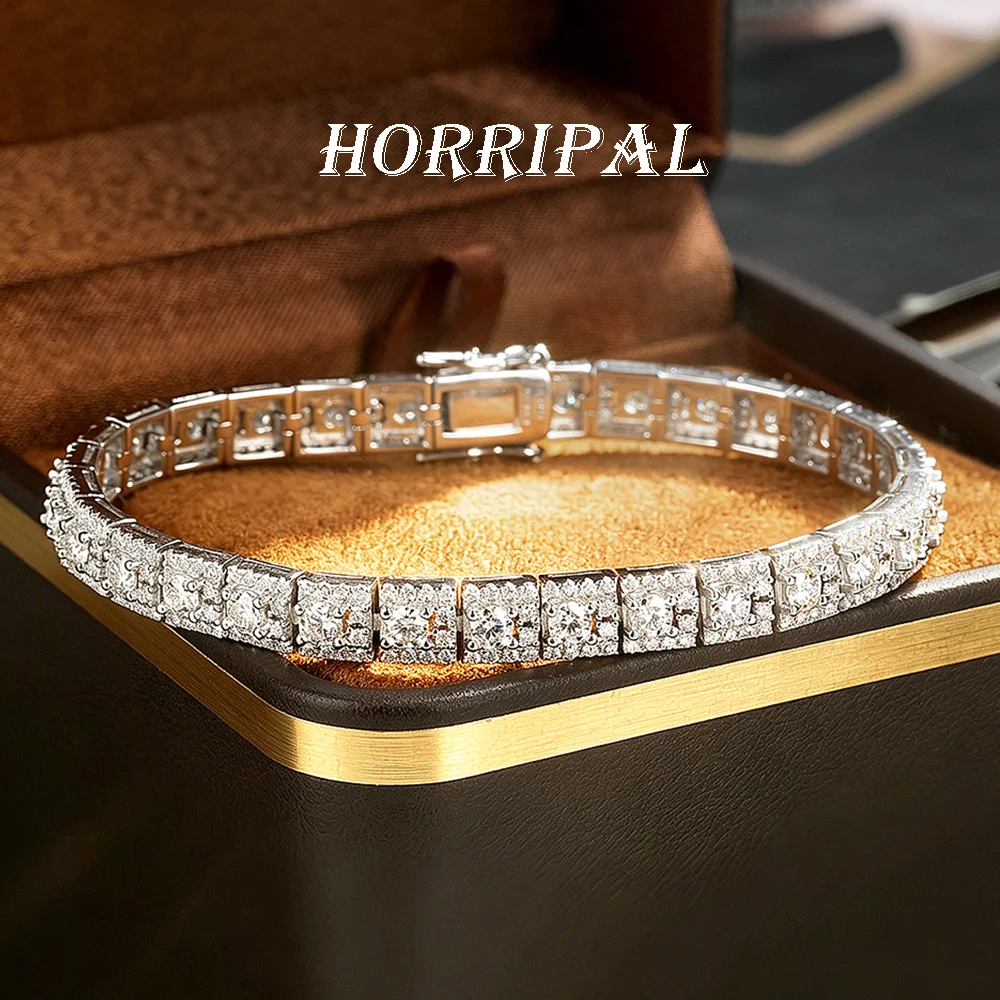 

HORRIPAL Full D VVS1 6MM Moissanite Tennis Bracelet For Men Women GRA Certified Lab Diamond S925 Sterling Silver Fine Jewelry
