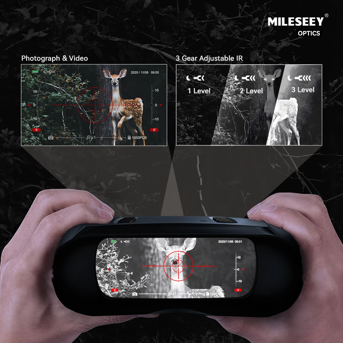 MiLESEEY BNV20 Infrared Binoculars, 5X Optical Amplification and 8X Digital Amplification Hunting Binoculars