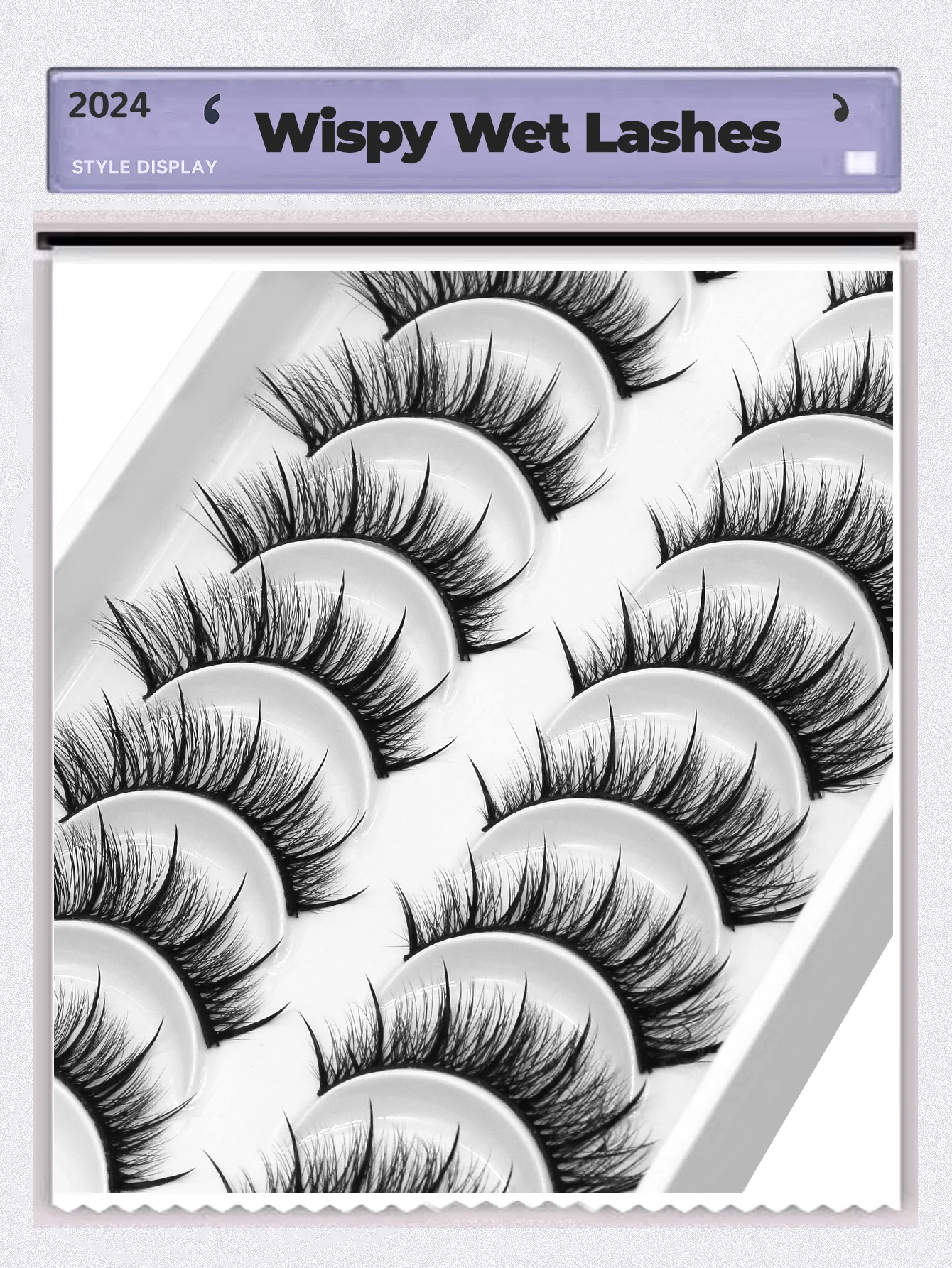 Lasvirey Cílios postiços naturais estilo olho de gato, volumosos e com efeito molhado, estilo mangá, com curvatura natural, macios e delicados, em tira completa, de vison sintético para extensão de maquiagem.