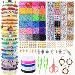 SHU YU 14400/4200/2400pcs Assorted Polymer Clay Beads Kit for DIY Jewelry Making-Handmade Craft for Bracelet, Necklace, Earrings