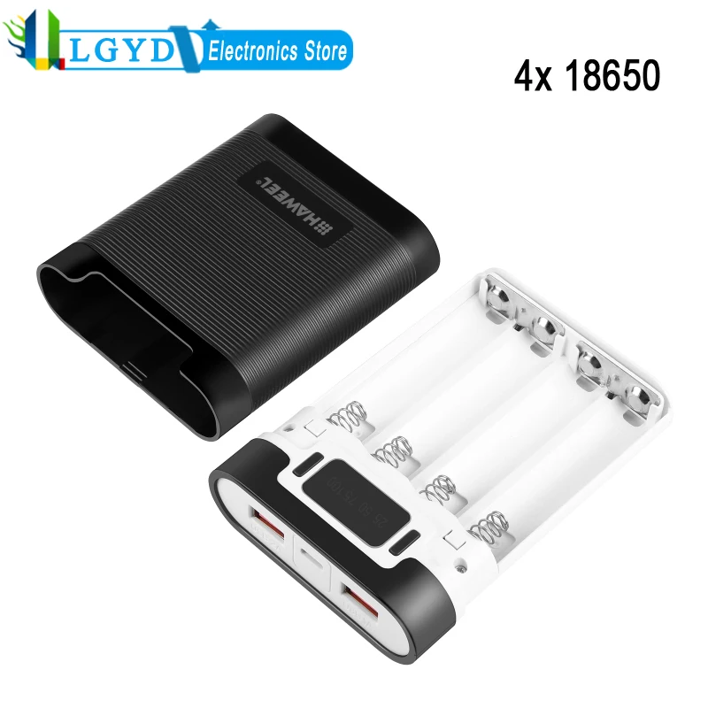 Dwukierunkowa ładowarka QC skrzynka obudowa Power banku do baterii 4x18650 (brak w zestawie), szybkie porty ładowania USB/typu C