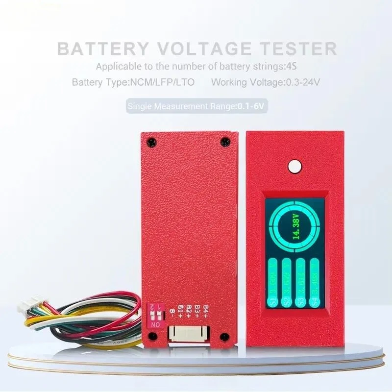 4S TFT LCD Battery Voltage Tester Display for LFP Li-ion LTO Cells with Protective Case Digital Monitor Tool for RC Car Drone