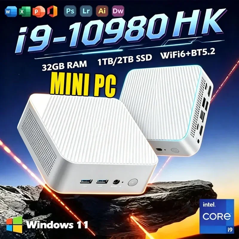 Mini PC Intel Core I9 10980HK Windows 11 Small Pocket Cmputer 16GB RAM 1/2TB SSD WIFI6 BT5.2 4K Desktop PC Gaming Computer
