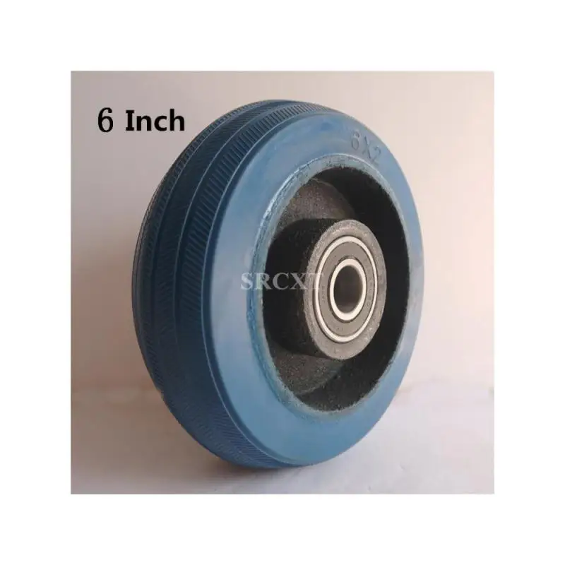 

1 Pc Packaging 6 Inch Caster Heavy Blue Elastic Single Wheel Wear-resistant Flat Driver Cart