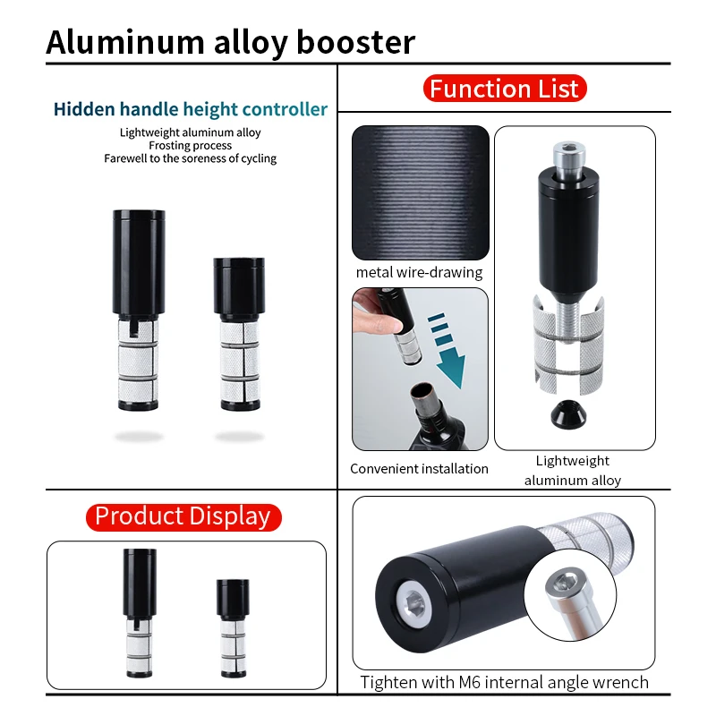 MTB Bicycle Bike Fork Stem Extender Hidden Aluminium Alloy Bicycle Handlebar Riser