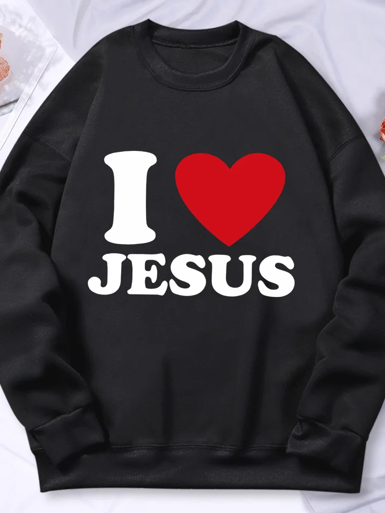 

I Love Jesus Prints Sweatshirt For Women Street Casual Fashion Versatile Hooded Autumn Loose Hoodies Hip Hop Fleece Top Women