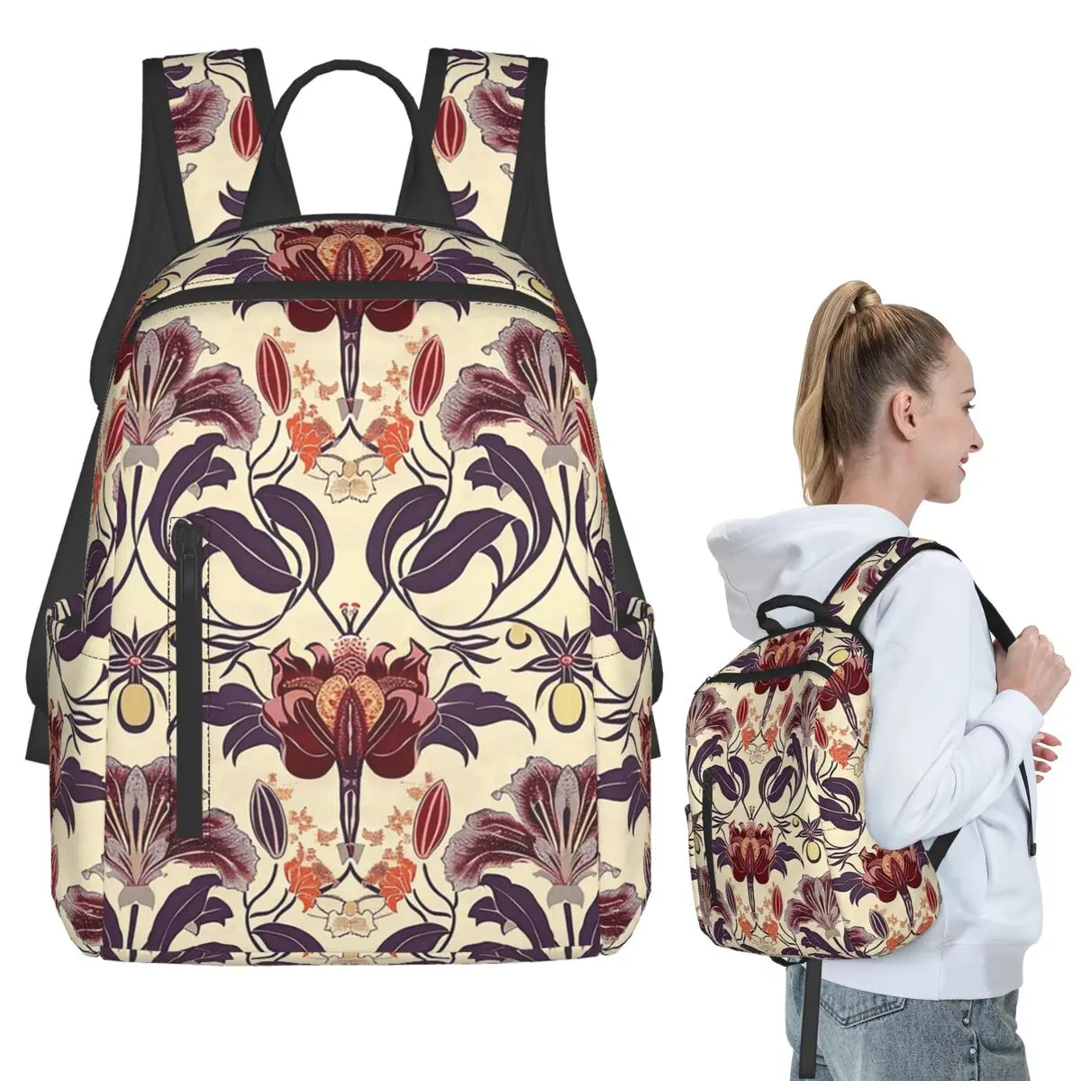 ウィリアムモリス-ブルラーズウッド-バックパック-学生ブックバッグ-子供用スクールバッグ-ラップトップショルダーバッグ-男の子-女の子