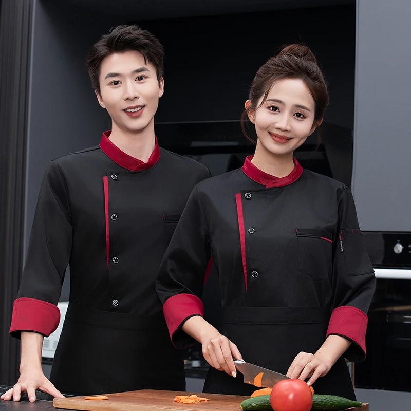 Ristorante Catering Giacca da cuoco Uomo Donna Camicia a maniche lunghe Hotel Cucina Uniforme Cameriere Abbigliamento da lavoro Panetteria Cucina Chef Cappotto Top