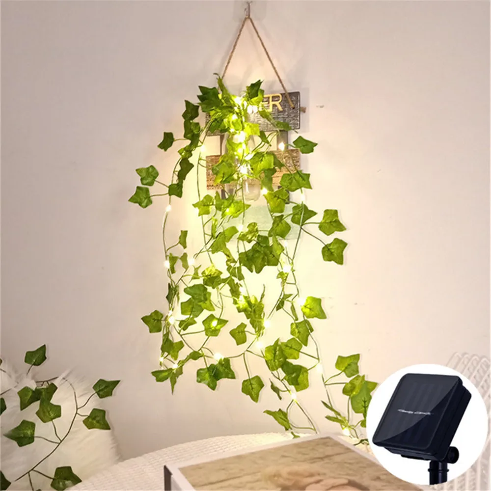 2/5/10M Solar Sunflower Light String Outdoor Fairy Lamp 8 Mode Artificial Plant Leaf for Wedding Camping Garden Fence Decoration view 4