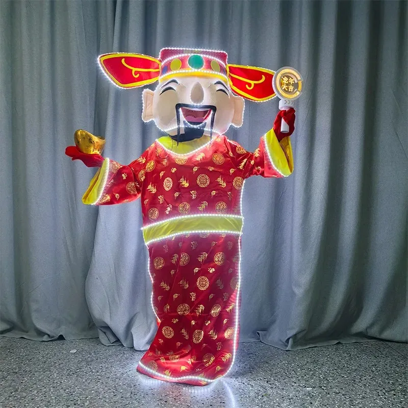 LED glowing God of Wealth costumes, mascot costumes, parade figurines, performances, and cartoon costumes for shopping malls