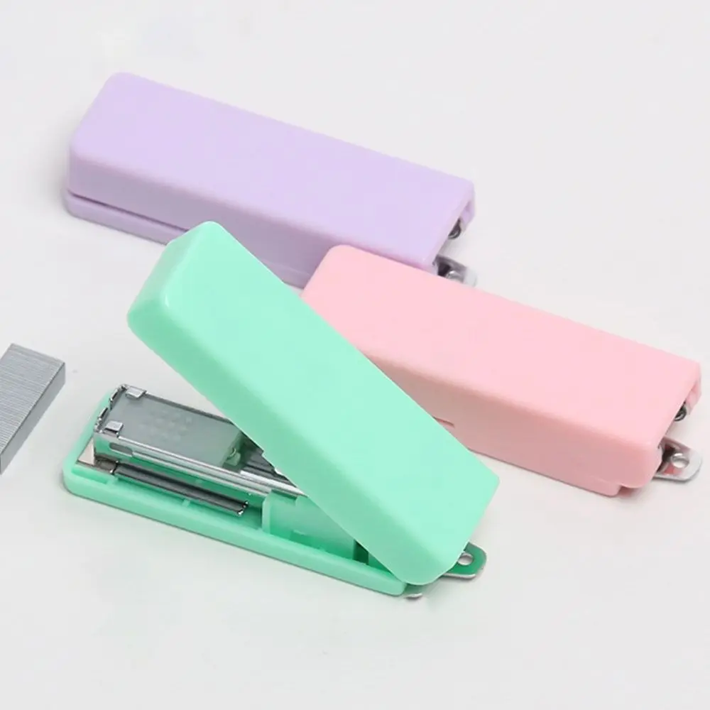 Portable Mini Stapler Candy Color Small Stapler Multifunction Bookbinding Machine School Office Manual Binding Tool