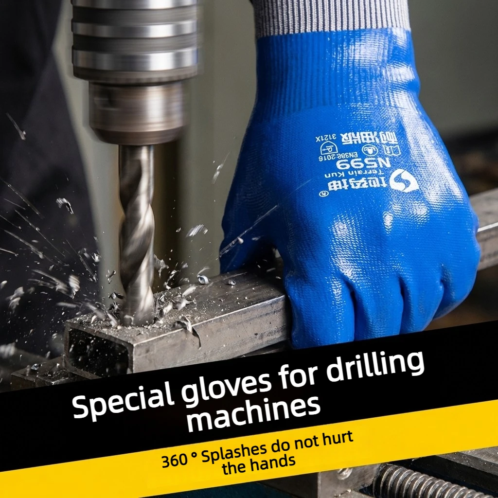 Anti-Oil Wear Resistant Latex Gloves Polyester Inner Non-Slip Mechanic Work Gloves for Oil Change Industrial Repair Breathable