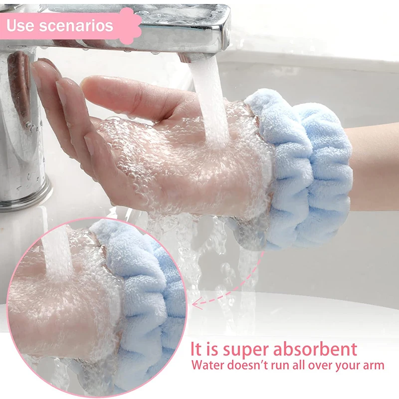 2pcs Wrist Bands for Washing Face, Face Washing Wristbands, Arm Wrist Towels for Washing Face, Spa Face Wash Absorbent Wristband