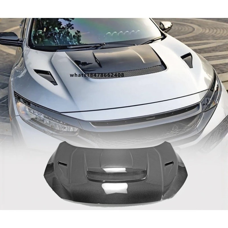 Carbon Fiber Hood with Vented Heat Dissipation Design Suitable for 10th Gen Civic FC FK7 Modified Engine Hood