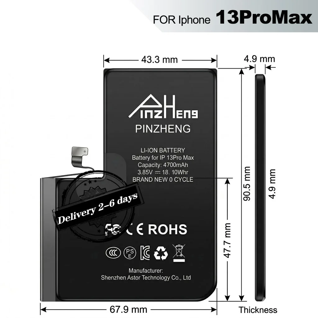 Image of PINZHENG Hochleistungs-Ersatzakku für iPhone 13 Pro Max Stabile Batteriezelle