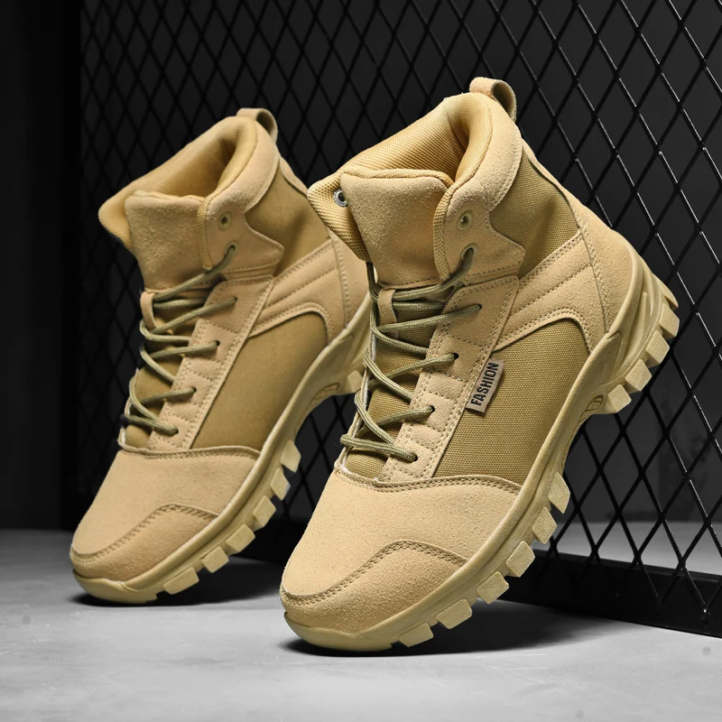 

Men Tactical Boots Lace Up Breathable Male Work Boots Desert Boot Climbing Hiking Shoes Safety Unisex Hunting Boots Motorcycle