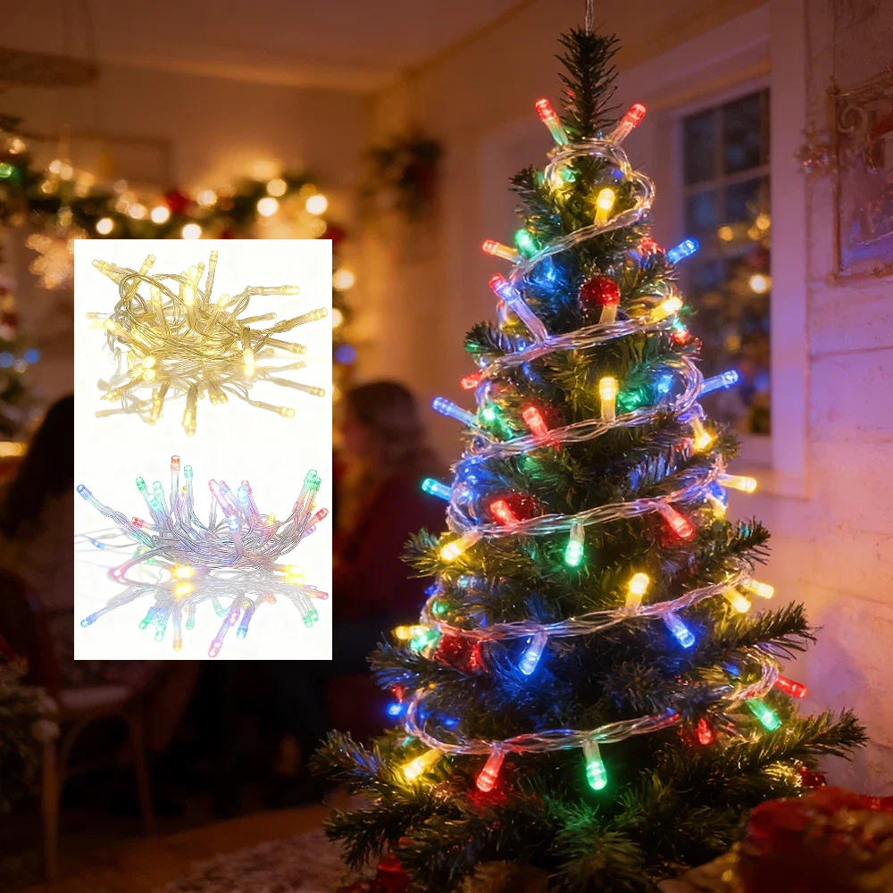 

Новогодняя световая гирлянда двойного назначения на День святого Валентина, красочная теплая светодиодная гирлянда на батарейках для обеденного стола/прикроватной тумбочки