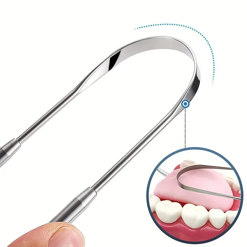 1/3Pcs Reusable Stainless Steel Useful Tongue Scraper Cleaner Fresh Breath Cleaning Coated Tongue Oral Hygiene Care Tools