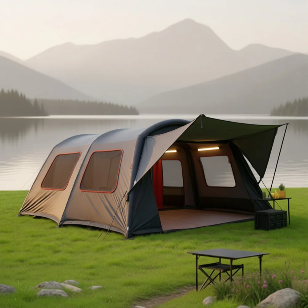 

Windproof Strong Winter Tent Spacious 6-Person Inflatable Sunshade Tent Waterproof Snowproof Tunnel Blowup Tent for Outdoor