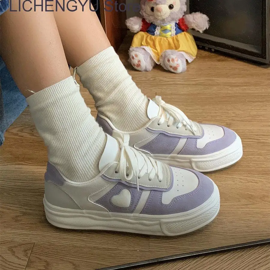 

New Women Sports Shoes Purple Platform Casual Sneakers Fashion Korean Flats Tennis Female Basket Vulcanize Harajuku