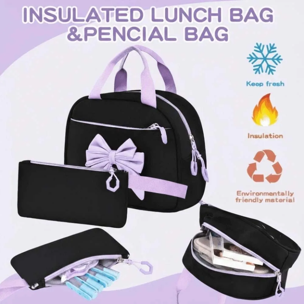 

Daypack Three-piece School Bag Set Casual with Pen Bag Students School Bag Polyester Fixed Webbing Large Capacity Backpack