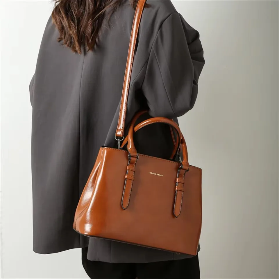 Quality Split Leather Top Handle Bag Female Shoulder Crossbody Shopper Hand Bag Luxury Handbags Women Bags Designer Sac A Main